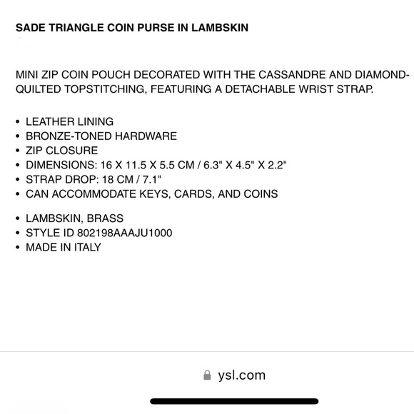 NWT - SADE TRIANGLE COIN PURSE IN LAMBSKIN - Picture 14 of 15